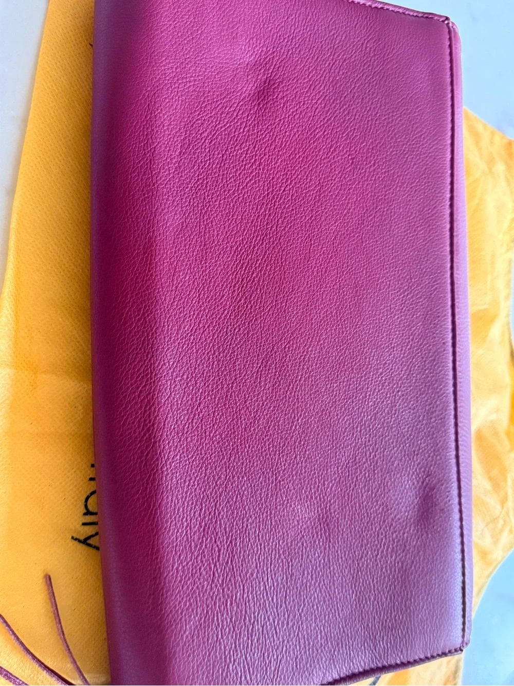 Valentino Burgundy Leather Wristlet Clutch with Tassel
